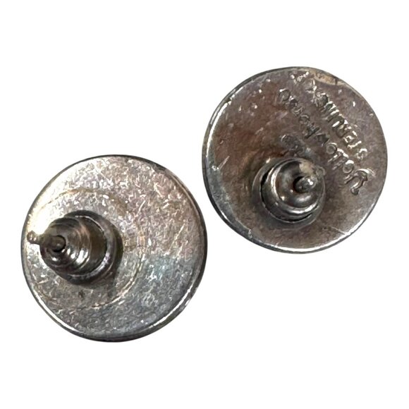 Vintage Artie Yellowhorse Signed Navajo Circle Pierced Sterling Silver Earrings - Picture 2 of 7